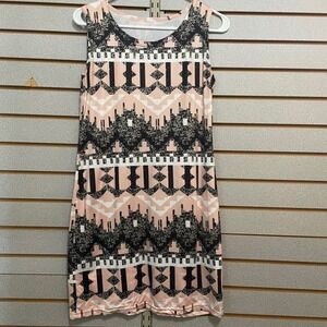 Womens Sleeveless Geometric Print Mini Dress Casual Summer Beach Tunic medium